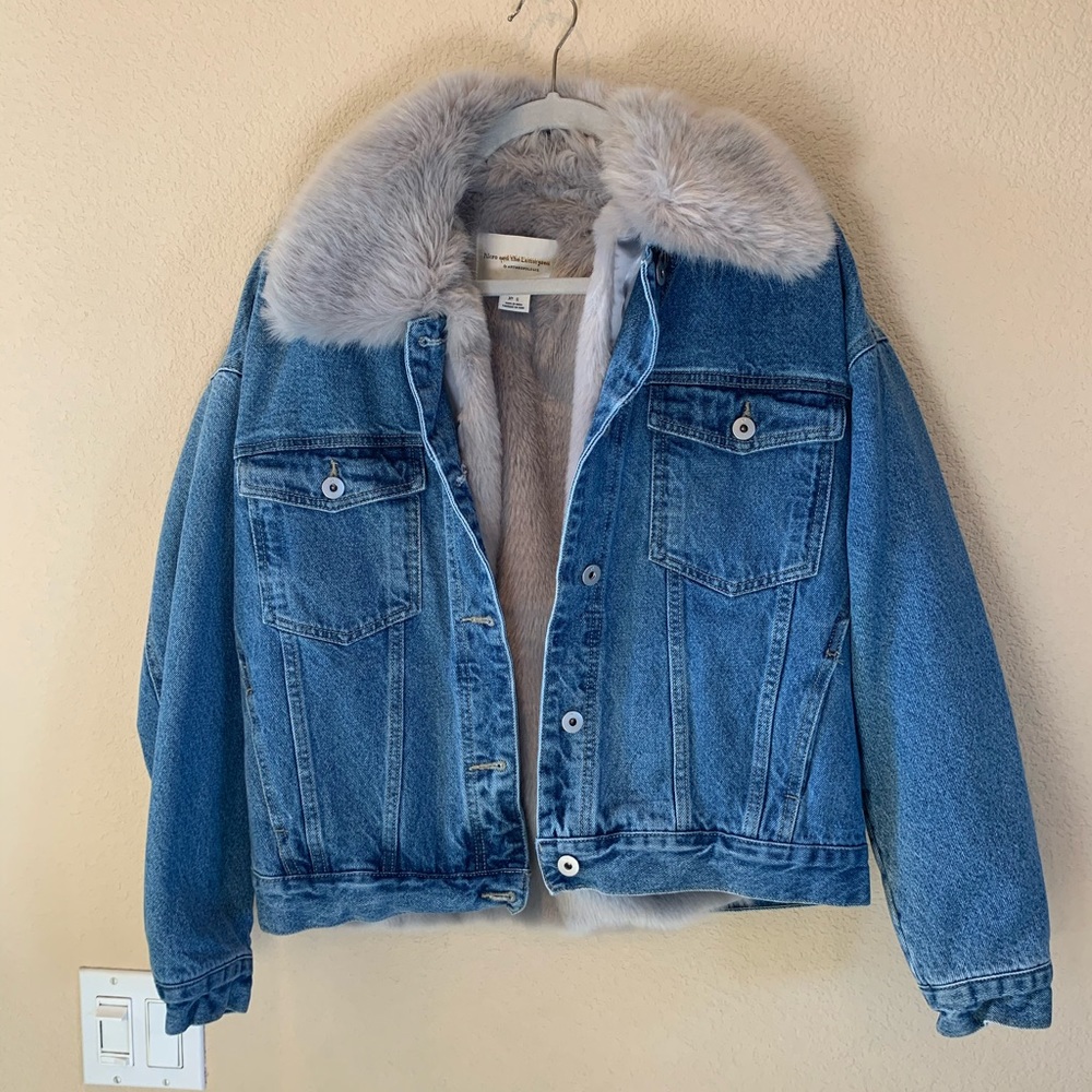 Pilcro Anthropologie Faux Fur Denim Jacket - Small